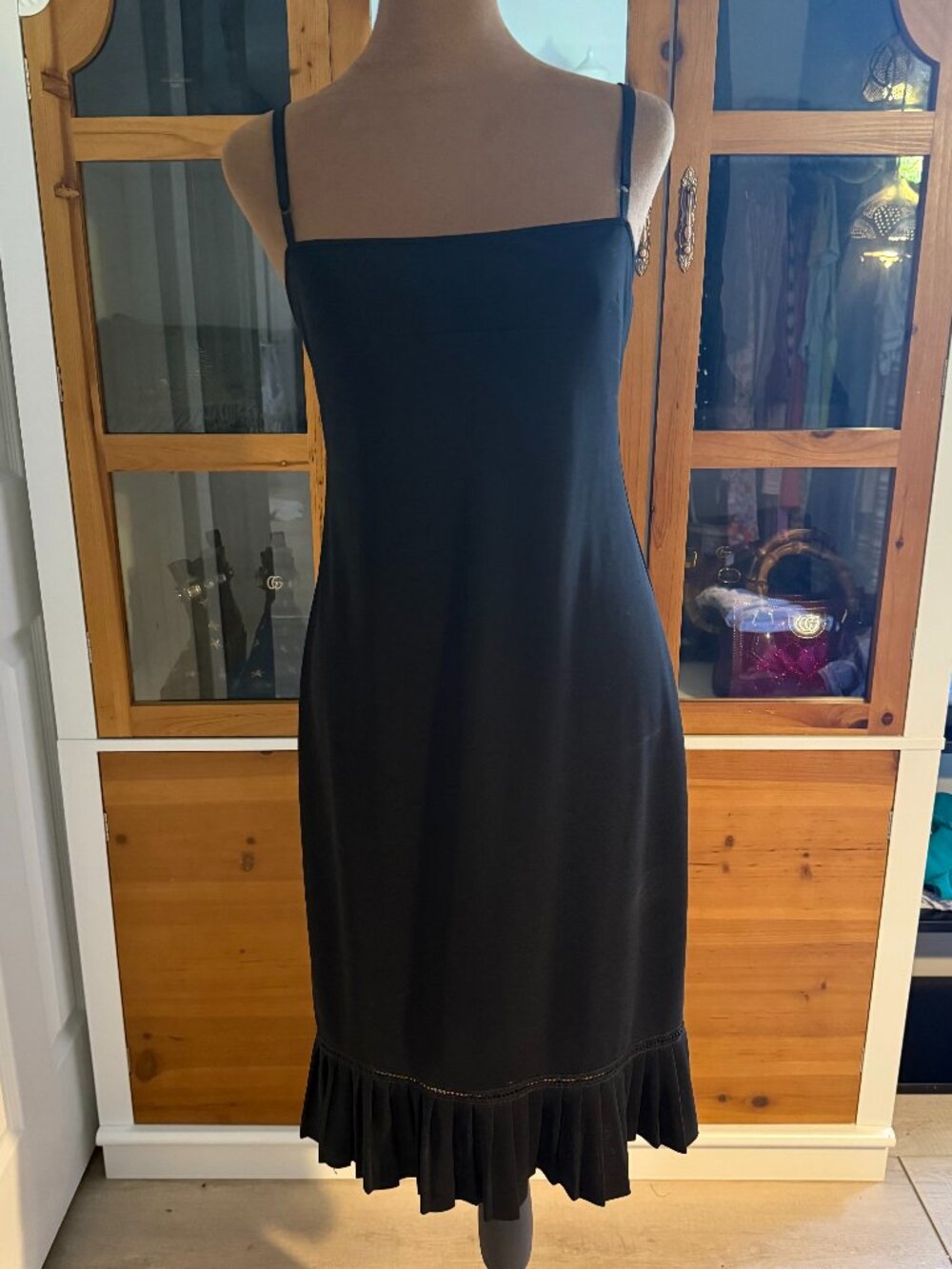 Vintage BCBG Ruffled Black Dress Size S